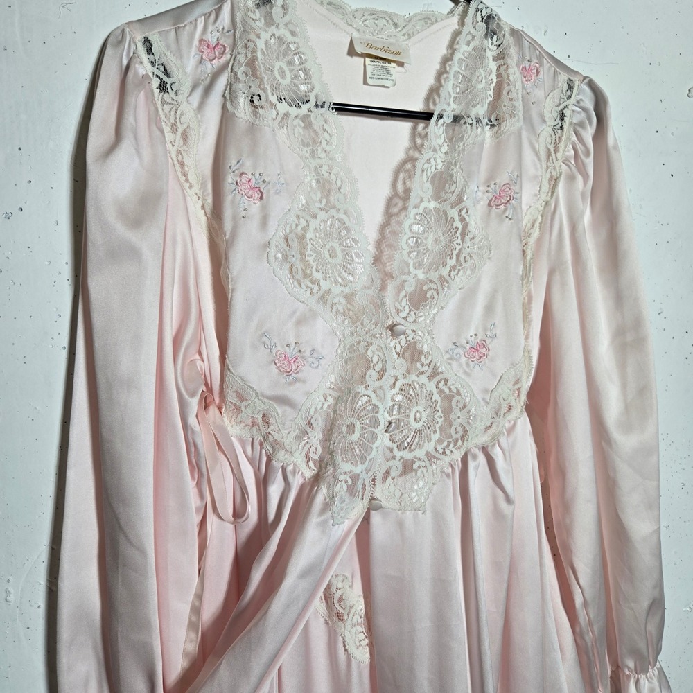 Vintage Barbizon Lace Nightgown Peignoir Slip Set M Coquette Dollette Romantic - Picture 11 of 14